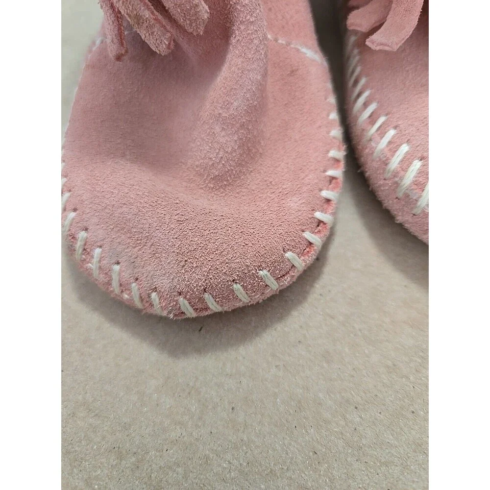 Suede Pink Moccasin Fringe Ankle‎ Boots, Toddler Girl's First Walking Booties 4